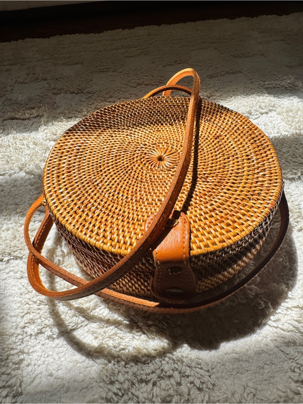 Amerii Brown Woven Round Crossbody Bag - Picture 2 of 11
